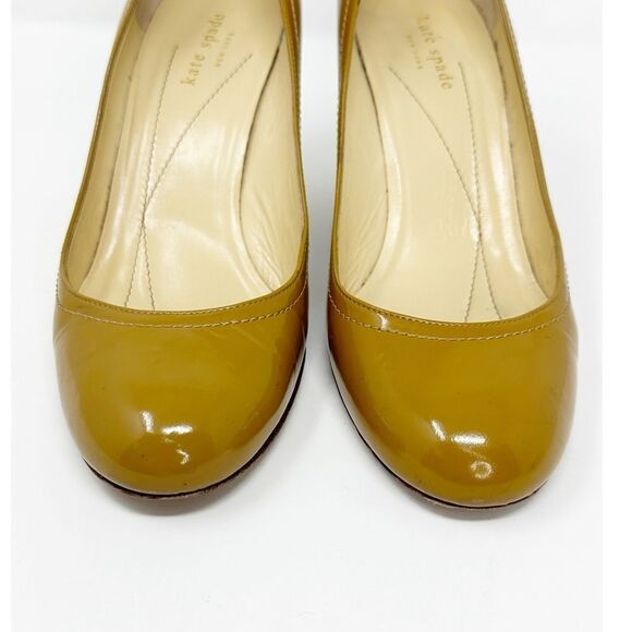 Kate Spade Kiki Camel Patent Leather Wedge Pumps Size 8 - Picture 8 of 14